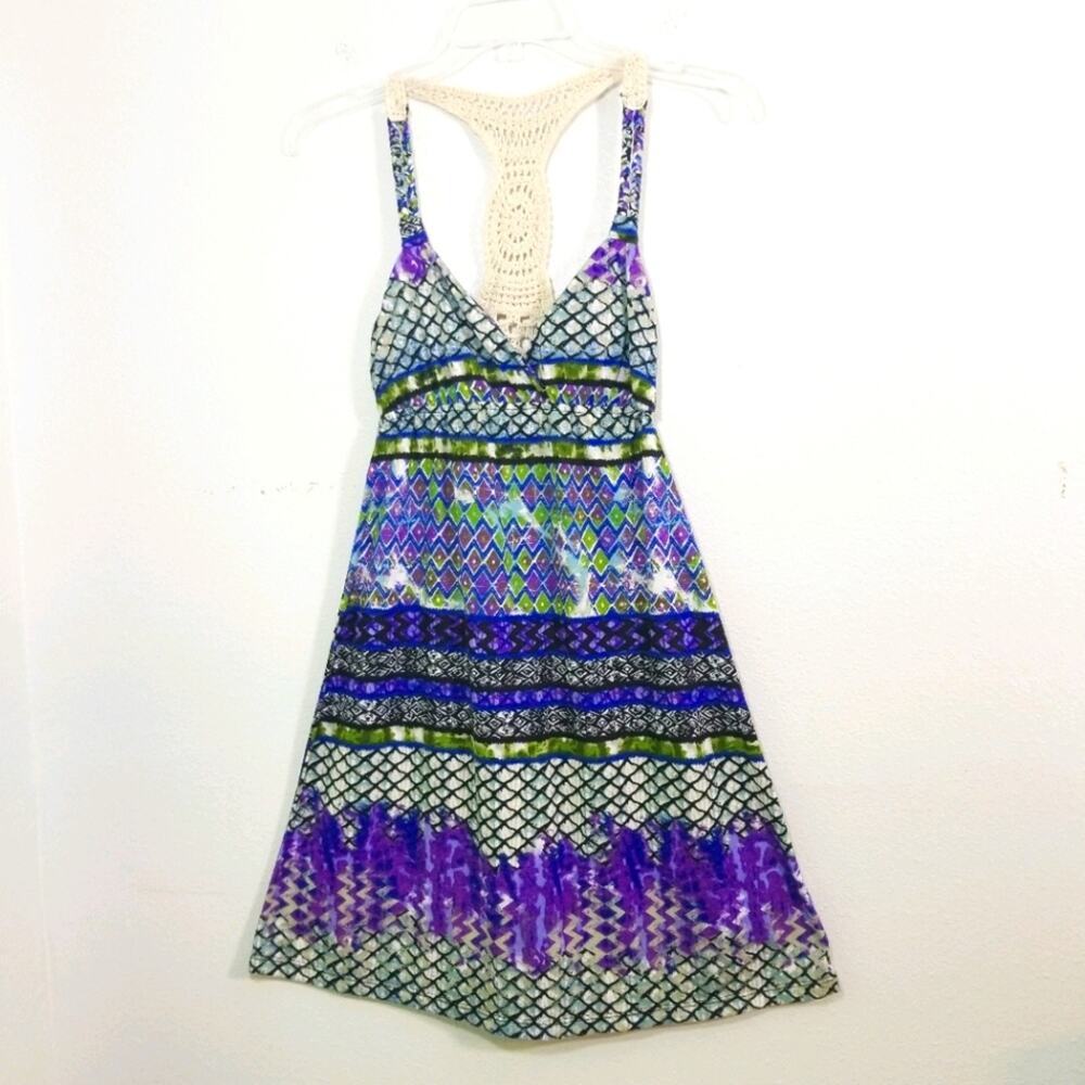 Vibrant crochet racer back mini dress Self Esteem